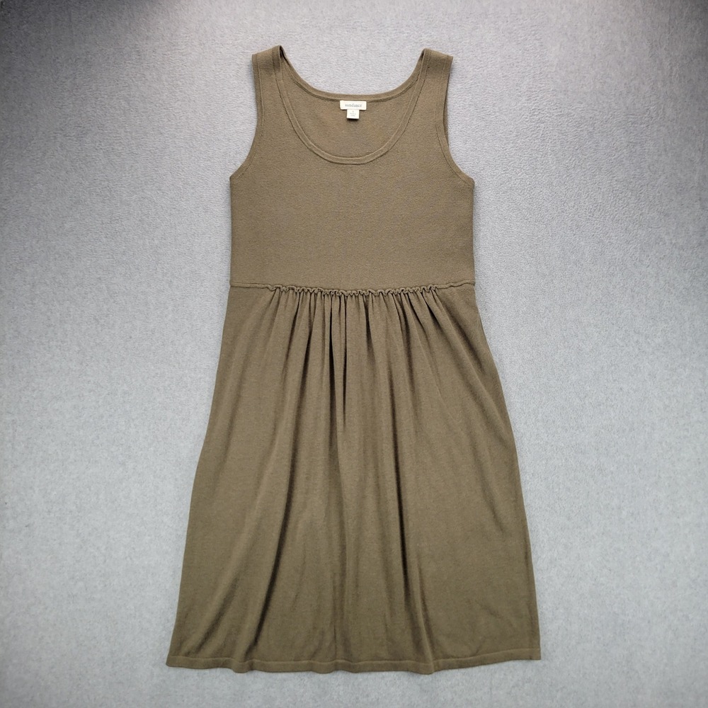 Sundance Tank Dress Womens‎ Small Olive Green Cotton Silk Blend Empire Knit
